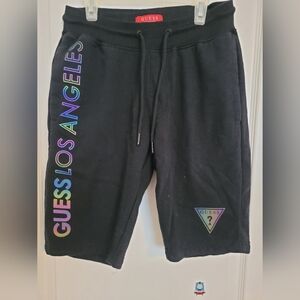 Guess Black Athletic Shorts with Holographic Logo
